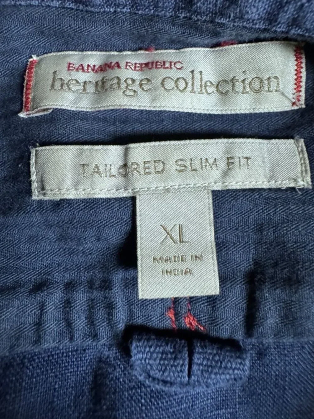 Banana Republic Heritage Linen Shirt Mens XL Blue Tailored Slim Fit